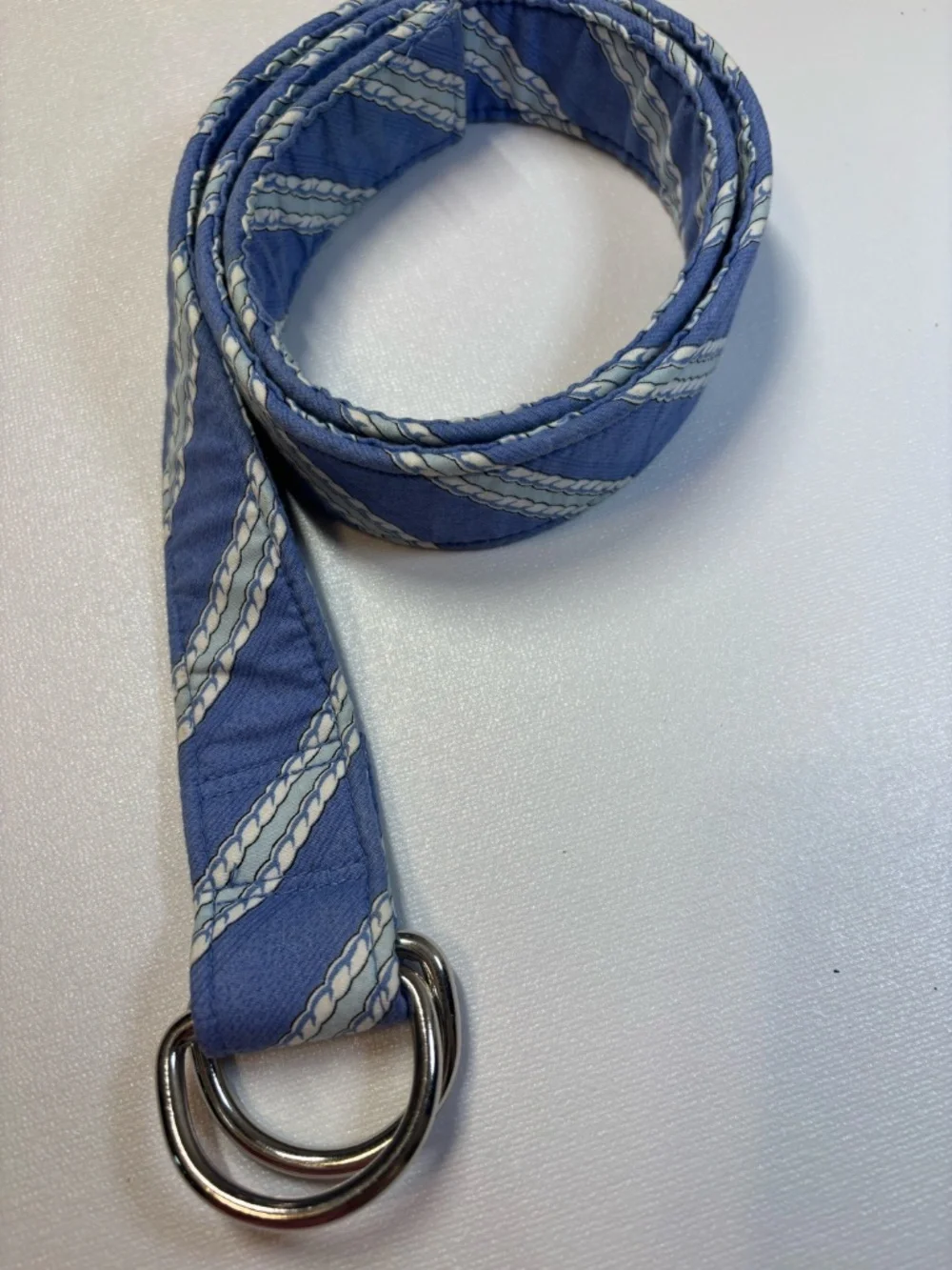 Vineyard Vines Blue Rope Print D-Ring Cotton Belt Medium Preppy Nautical